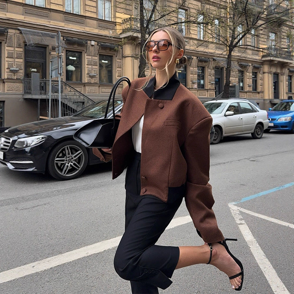 Temperament Padded Shoulder Short Jacket