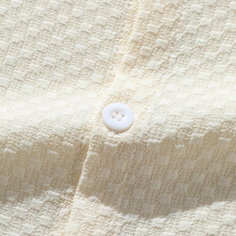 Summer Men's Breathable Casual Stand Collar Shirt Solid Color