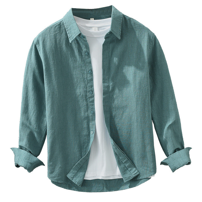 Long Sleeve Shirt Men's Fashion Casual Artistic Loose Linen Top
