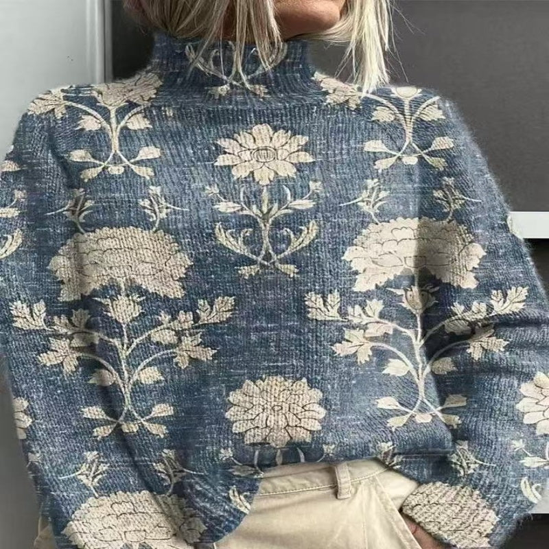 Women's Christmas Printed Turtleneck Sweater