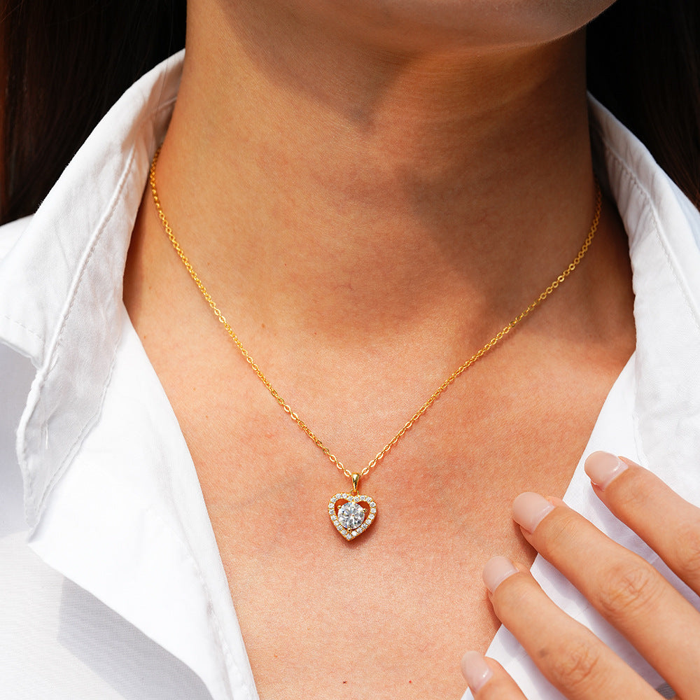 Heart Clavicle Chain Pendant Moissanite Ladies