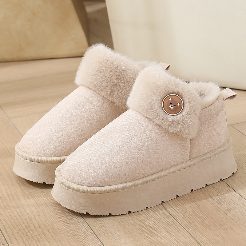 Ankle Wrap Cotton Slippers Thickened Couple Non-slip Warm Cotton Shoes