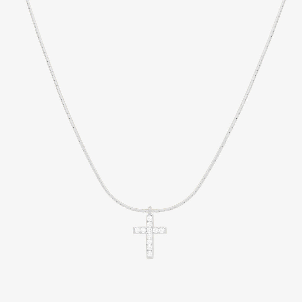 Cross pendant silk necklace